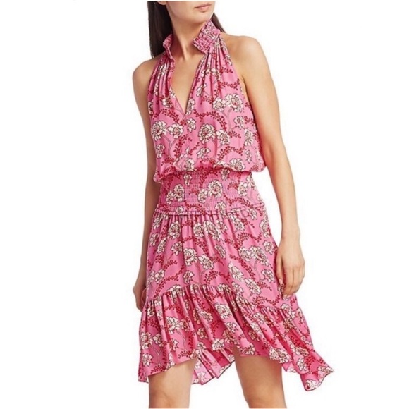 A.L.C. Cody Floral Silk Dress Pink 10 - Picture 2 of 8